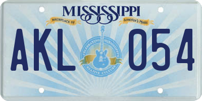 MS license plate AKL054