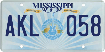 MS license plate AKL058