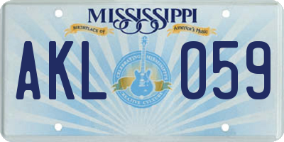 MS license plate AKL059