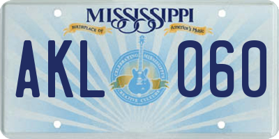 MS license plate AKL060