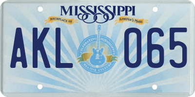 MS license plate AKL065