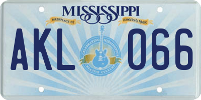 MS license plate AKL066