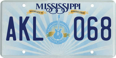 MS license plate AKL068