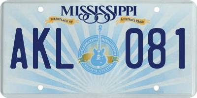 MS license plate AKL081