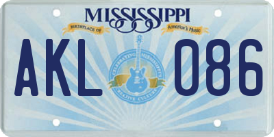 MS license plate AKL086