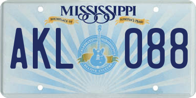 MS license plate AKL088