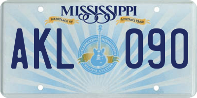 MS license plate AKL090