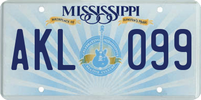 MS license plate AKL099
