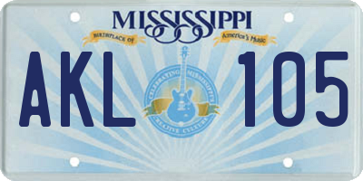 MS license plate AKL105