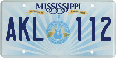 MS license plate AKL112