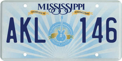 MS license plate AKL146
