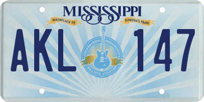 MS license plate AKL147
