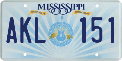 MS license plate AKL151