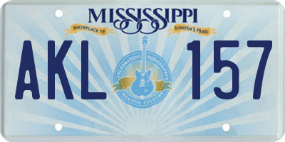 MS license plate AKL157