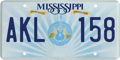 MS license plate AKL158