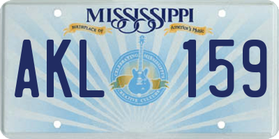 MS license plate AKL159
