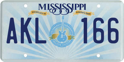 MS license plate AKL166