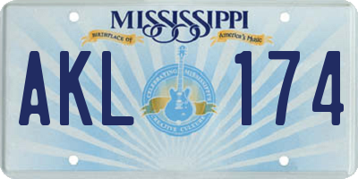 MS license plate AKL174