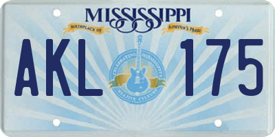 MS license plate AKL175