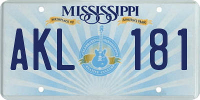 MS license plate AKL181