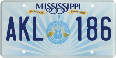 MS license plate AKL186