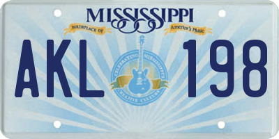 MS license plate AKL198