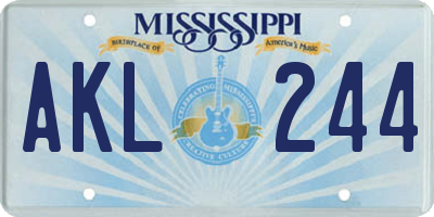 MS license plate AKL244