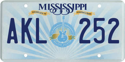 MS license plate AKL252