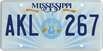 MS license plate AKL267