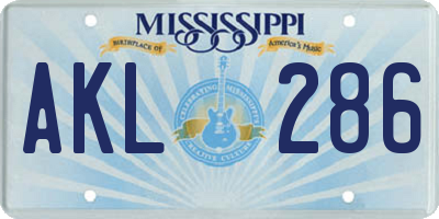MS license plate AKL286