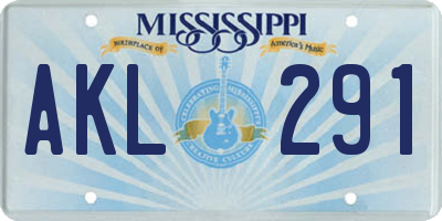 MS license plate AKL291