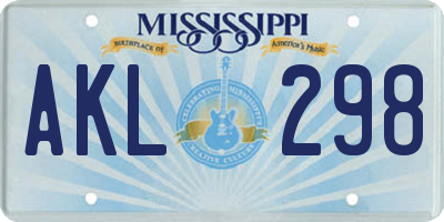 MS license plate AKL298