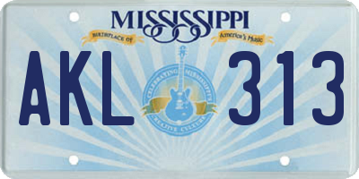 MS license plate AKL313