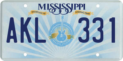 MS license plate AKL331