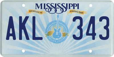 MS license plate AKL343