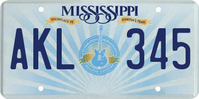 MS license plate AKL345