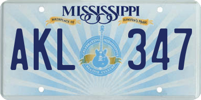 MS license plate AKL347