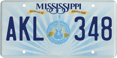 MS license plate AKL348