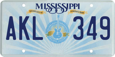 MS license plate AKL349