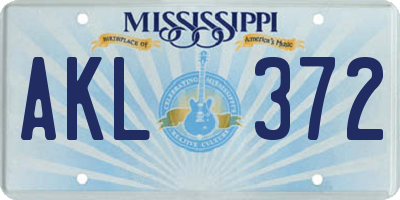 MS license plate AKL372