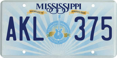 MS license plate AKL375