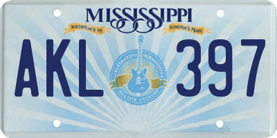 MS license plate AKL397