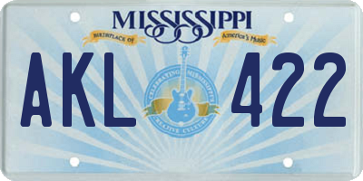 MS license plate AKL422