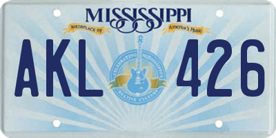 MS license plate AKL426