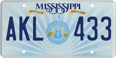 MS license plate AKL433