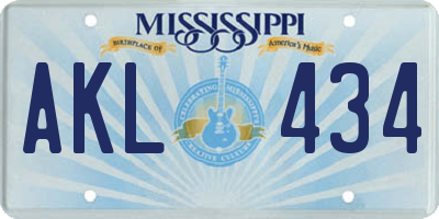 MS license plate AKL434
