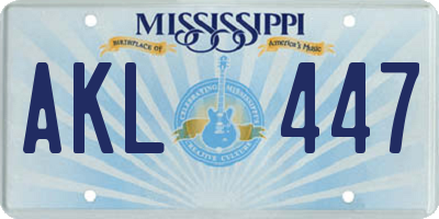 MS license plate AKL447