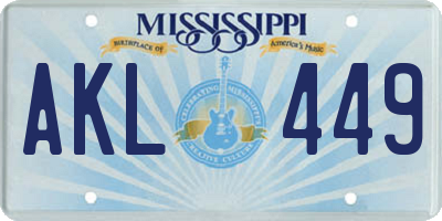 MS license plate AKL449