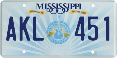 MS license plate AKL451