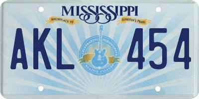 MS license plate AKL454